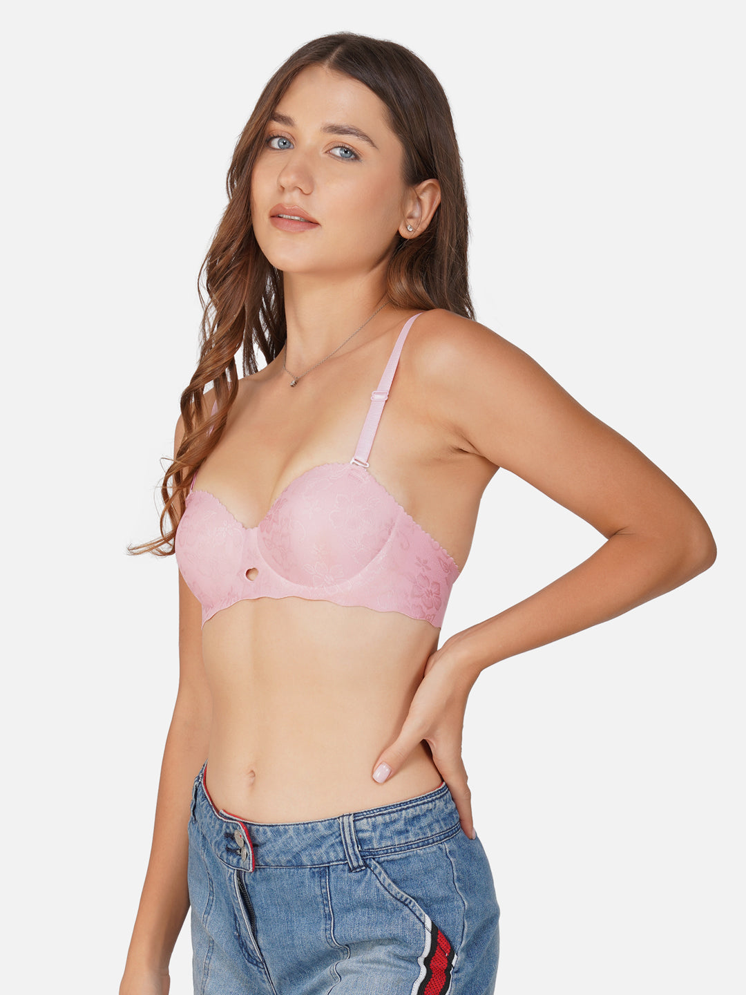 Ksvry Women's Plain With Lace B & D Cup Bra