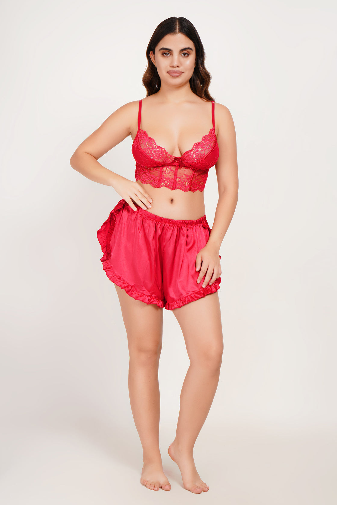 Ksvry Women's Cami Top and Ruffle Hem Shorts Sets