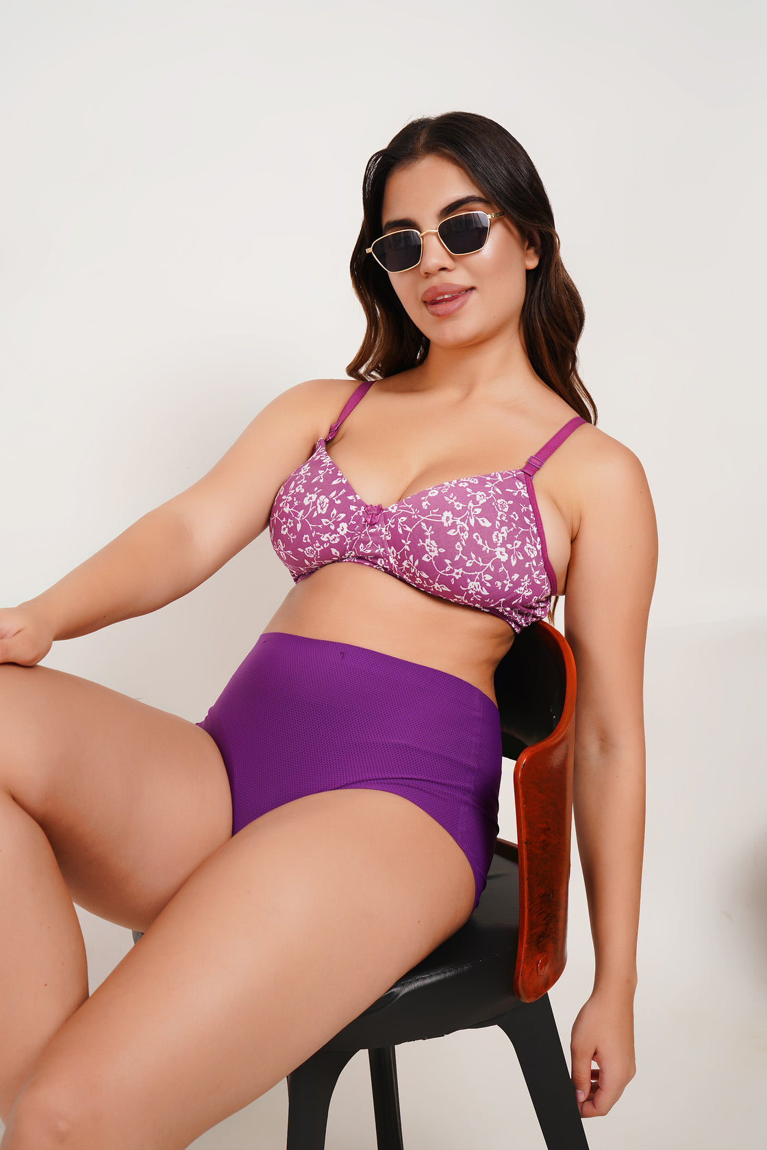 Ksvry Women’s Padded Printed Bra Purple Color – Soft | Comfortable | Bridal