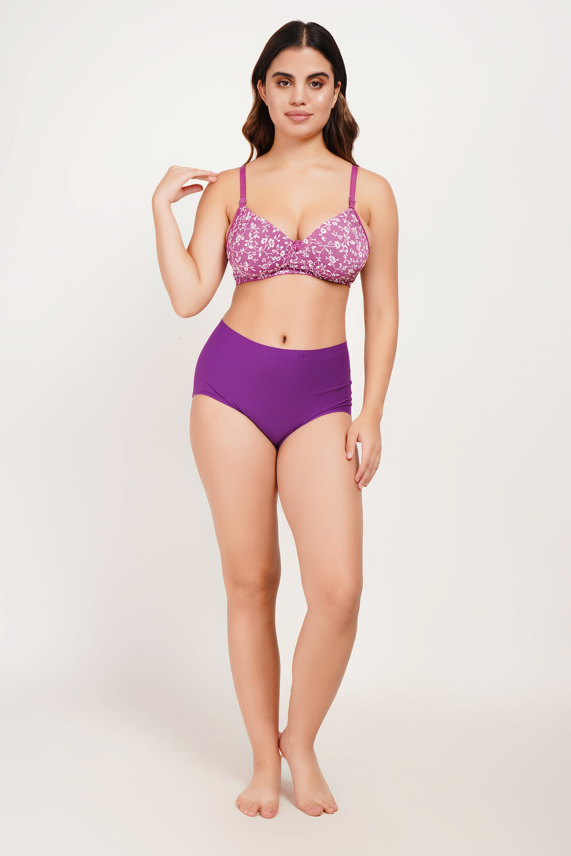 Ksvry Women’s Padded Printed Bra Purple Color – Soft | Comfortable | Bridal