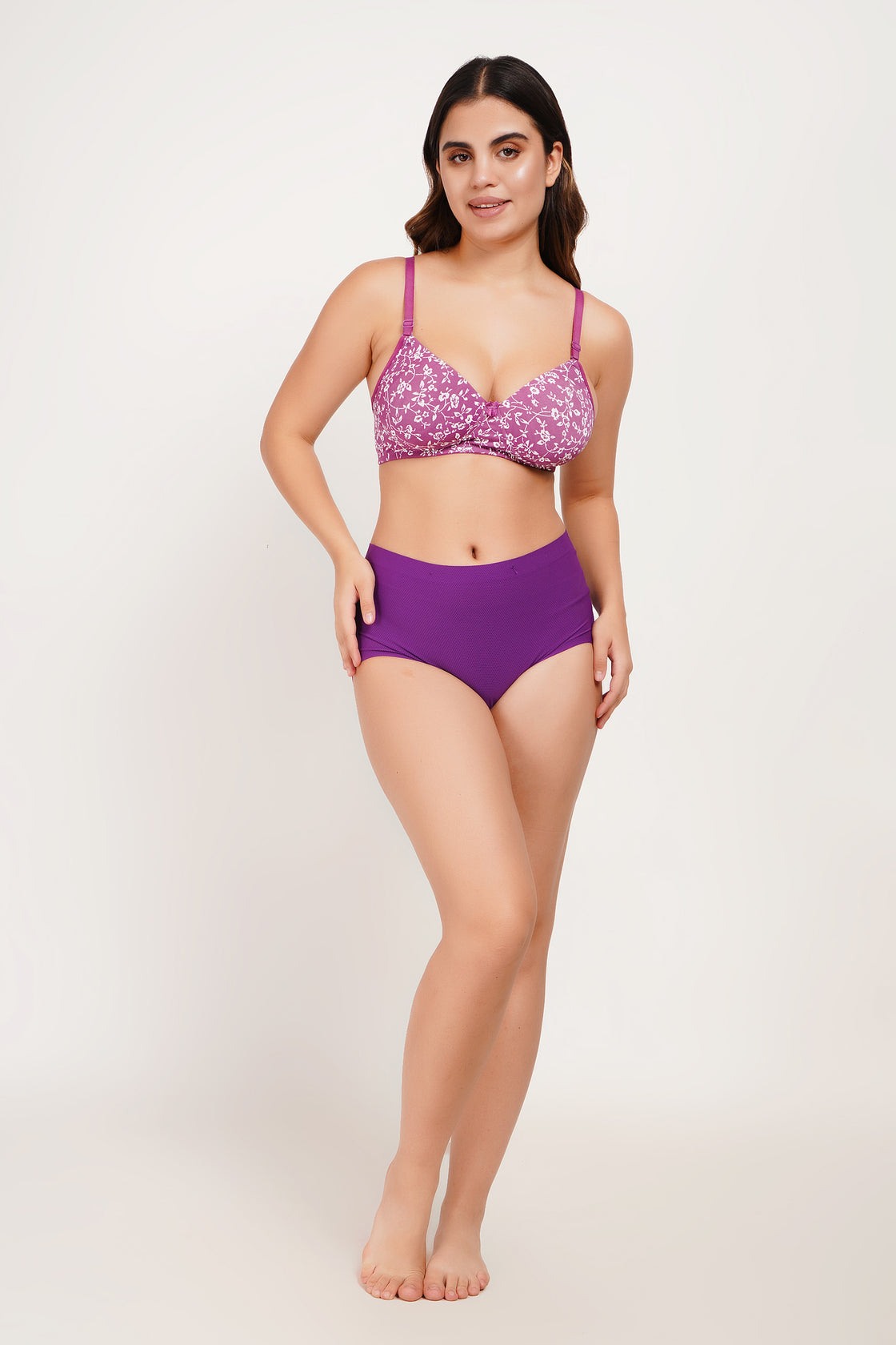 Ksvry Women’s Padded Printed Bra Purple Color – Soft | Comfortable | Bridal