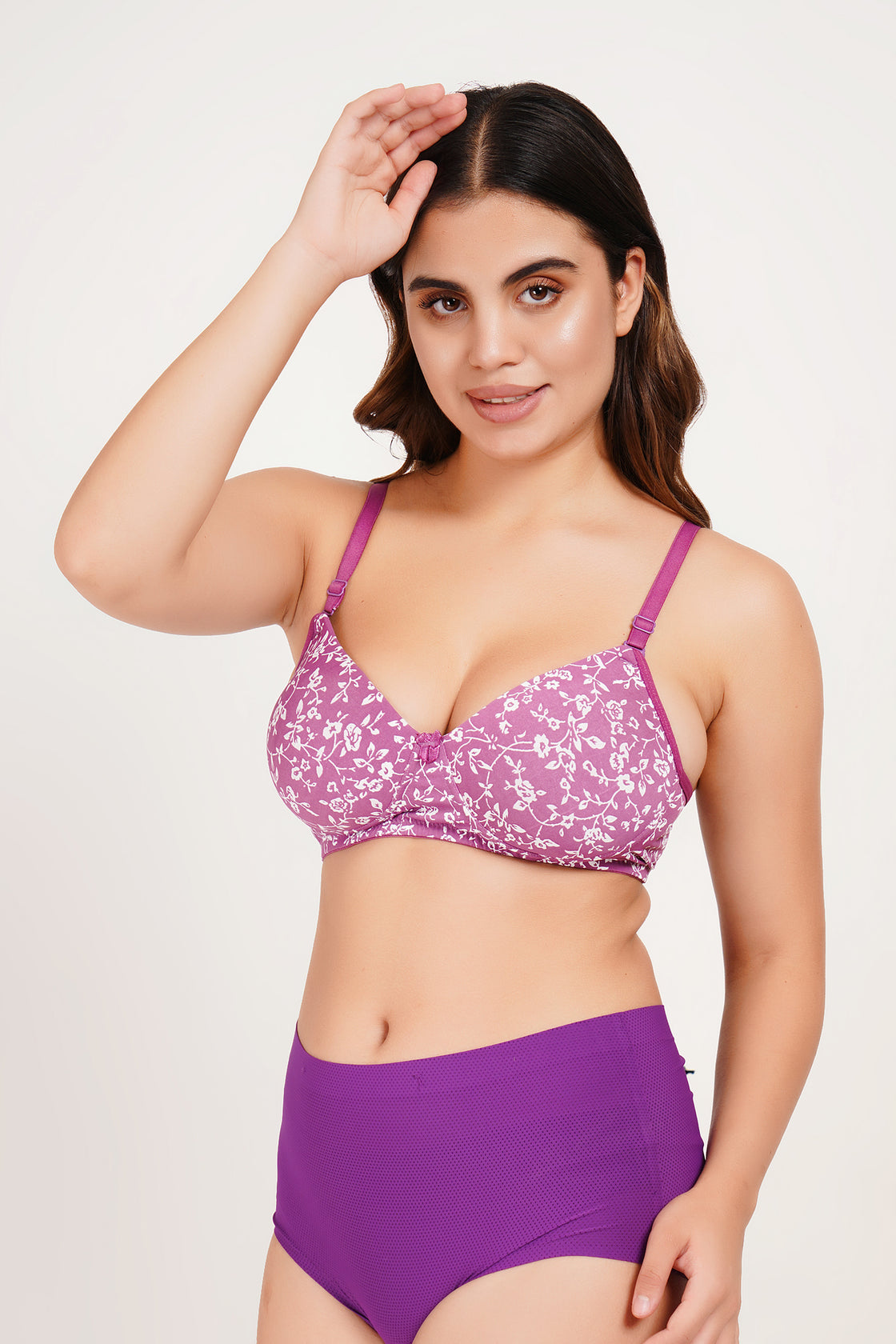 Ksvry Women’s Padded Printed Bra Purple Color – Soft | Comfortable | Bridal