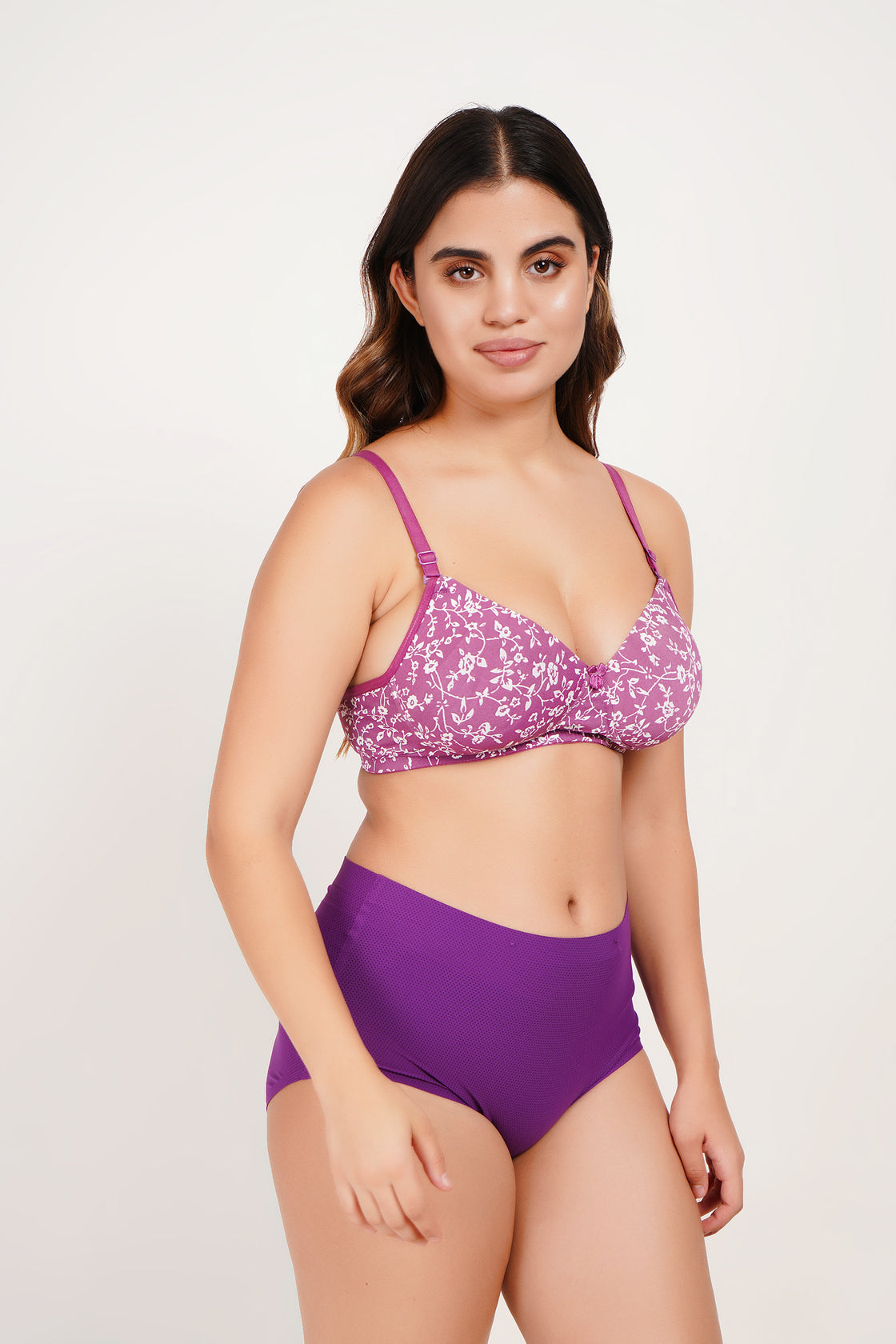 Ksvry Women’s Padded Printed Bra Purple Color – Soft | Comfortable | Bridal