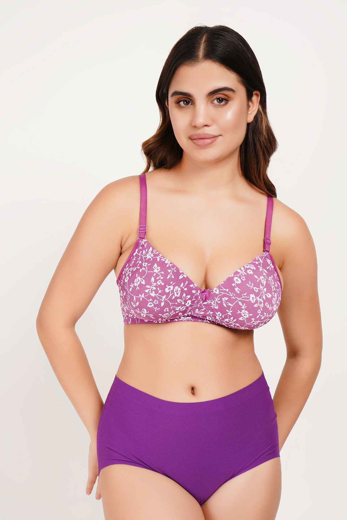 Ksvry Women’s Padded Printed Bra Purple Color – Soft | Comfortable | Bridal