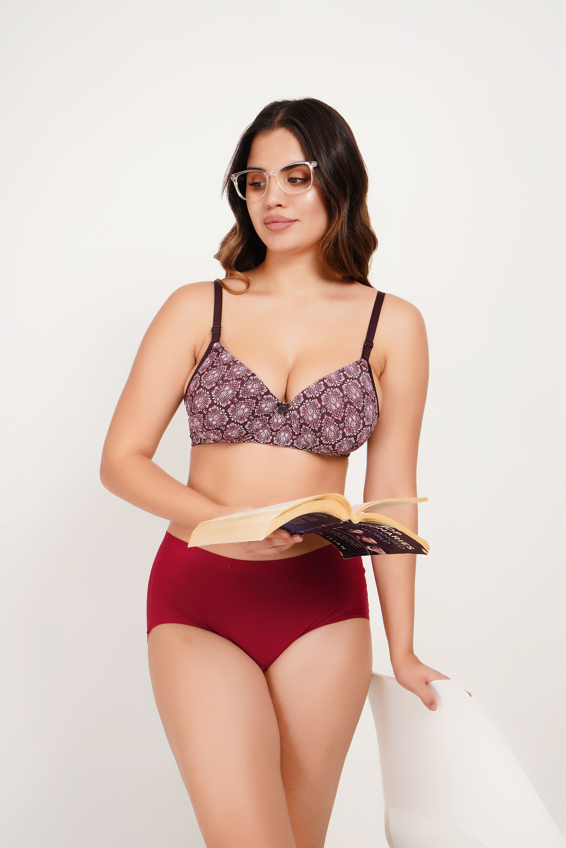 Ksvry Women’s Padded Printed Bra Dark Brown Color – Comfortable | Bridal