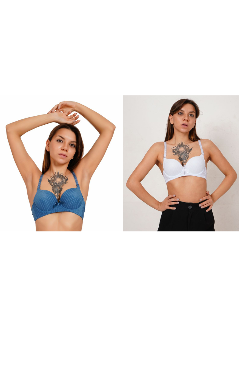 Ksvry Combo Pack of Two Women's Seamless Bra Dark Blue and White Color