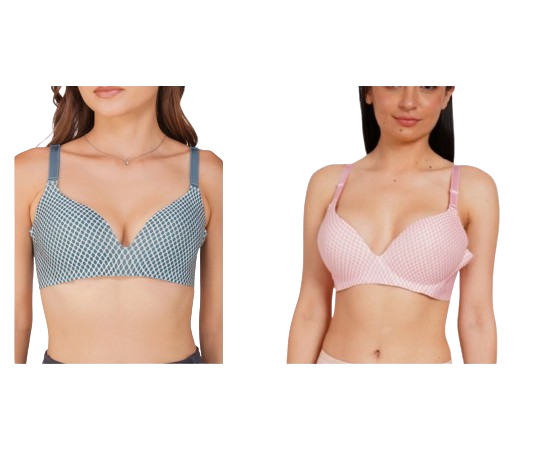 Ksvry Combo Pack of Two Women's Padded Push up Bra Grey and Pink Color