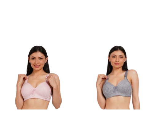Ksvry Combo Pack of Two Women's D Cup Push Up Bra Pink and Grey Color