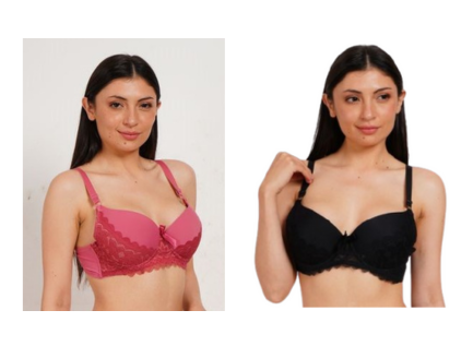 Ksvry Combo Pack of Two  Women's Full Cup Push up Bra Pink and Black Color