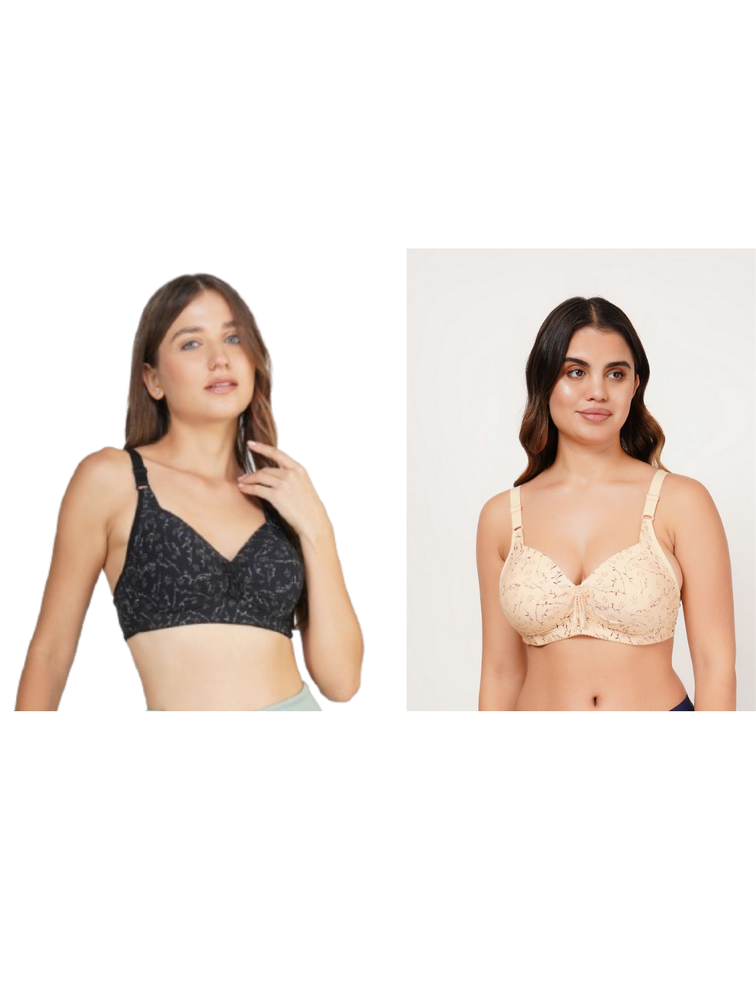 Ksvry Combo Pack of Two Women's Single Padded Bra Black & Beige Color