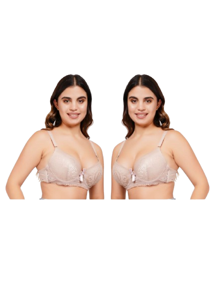 Ksvry Combo Pack of Two Women's Lace Wired Pushup Bra