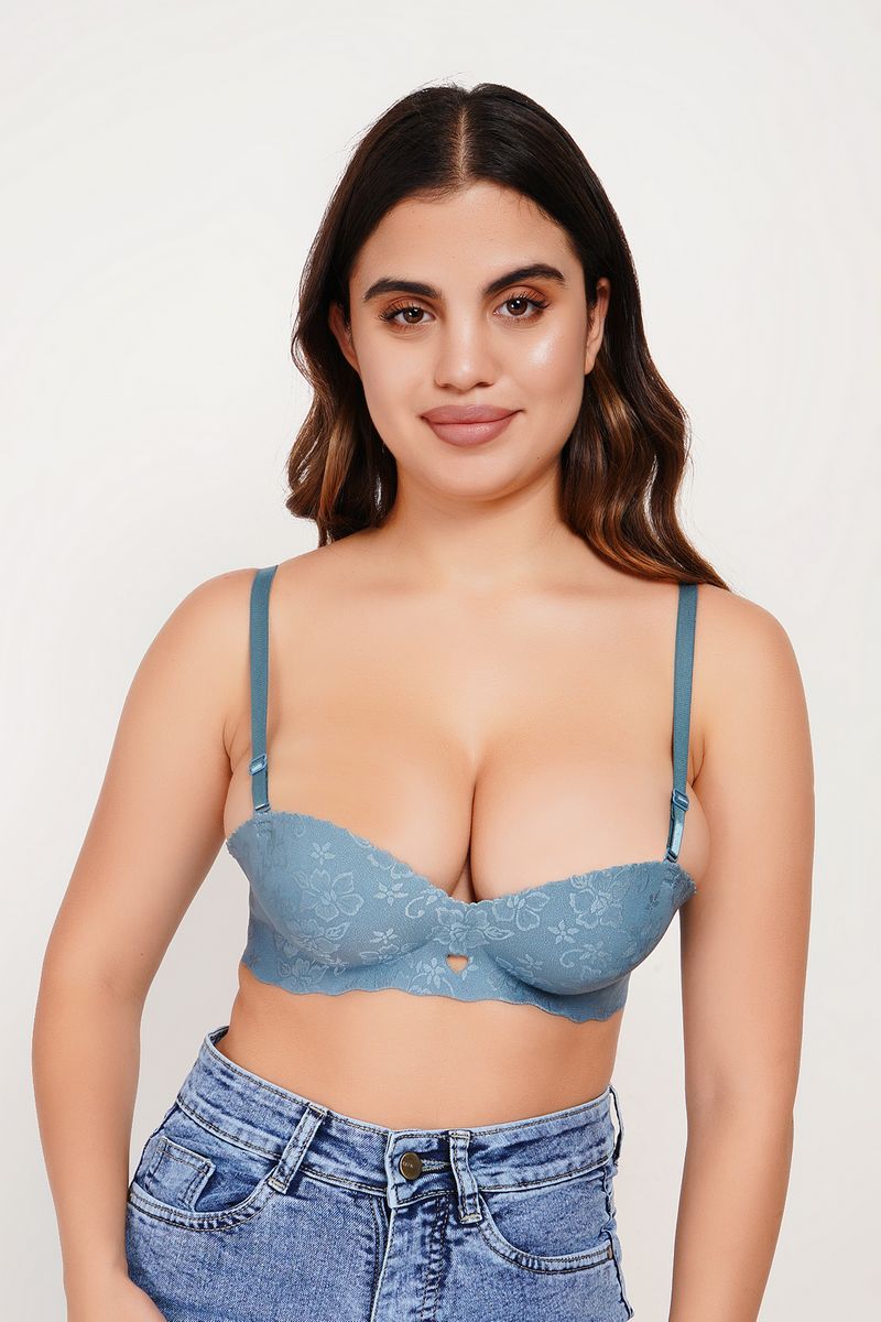 Ksvry Women's Plain With Lace B & D Cup Bra