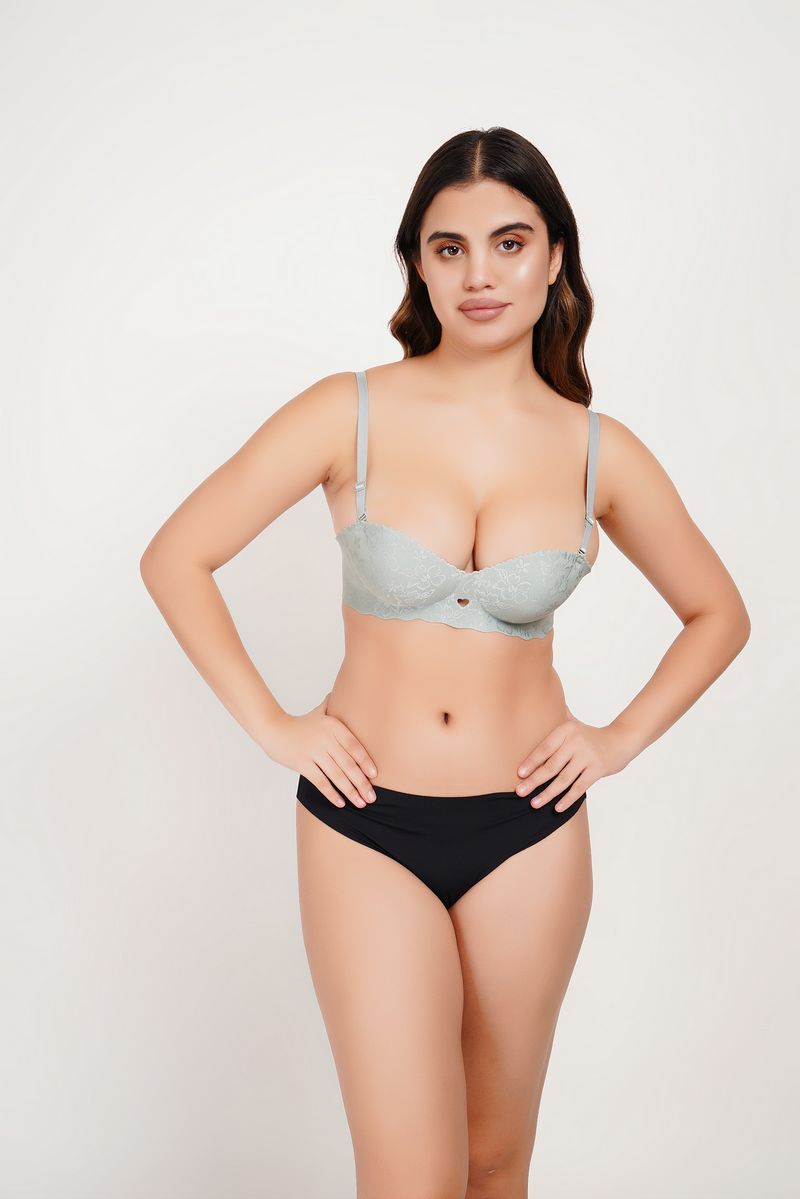 Ksvry Women's Plain With Lace B & D Cup Bra