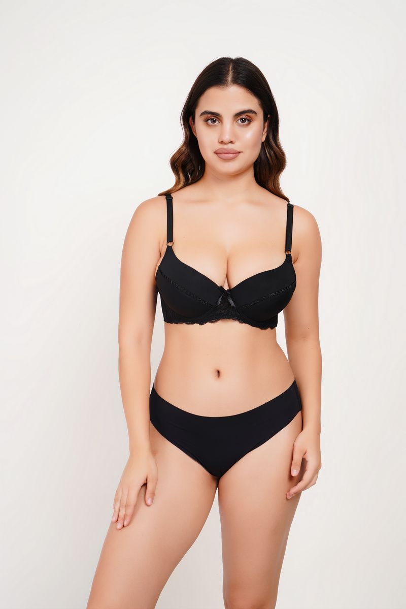 Ksvry Women's Double Padded Bra With Ring and Half Net Lace