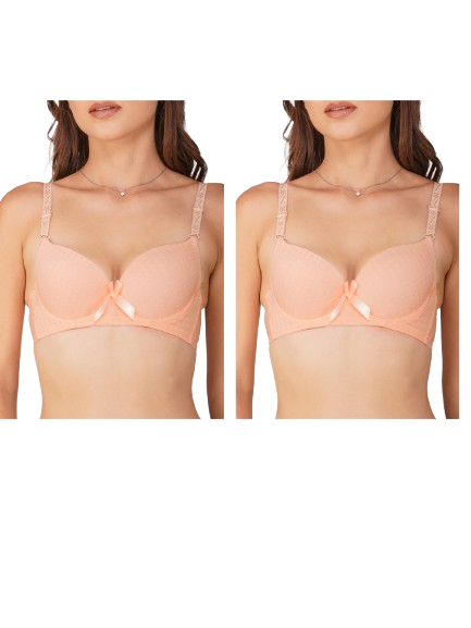 Ksvry Combo Pack of Two Women Elegant Seamless Glossy Gathering Bra