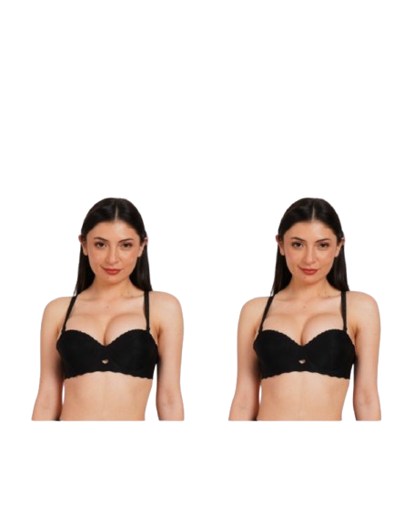 Ksvry Combo Pack of Two Women's Plain With Lace Bra