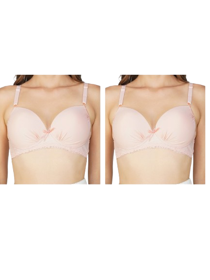 Ksvry Combo Pack of Two Women's Pearl T-Shirt Bra Wired Pushup- Basic